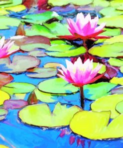 Pink Lily Pond paint by numbers