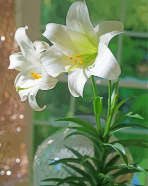 Aesthetic White Easter Lilies paint by numbers