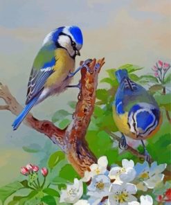 Blue Birds On Branch paint by numbers