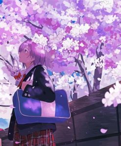 Anime Girl And Flowers paint by numbers