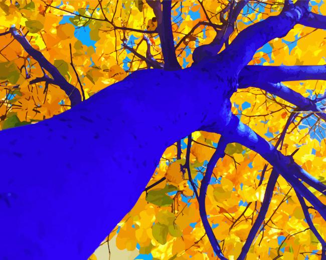 Blue And Yellow Tree paint by numbers
