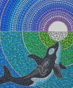 Colorful Mandala Whale paint by numbers