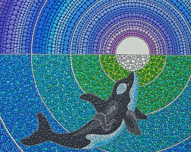 Colorful Mandala Whale paint by numbers