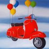 Flying Red Lambretta paint by numbers