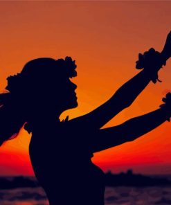Hula Dancer Silhouette paint by numbers