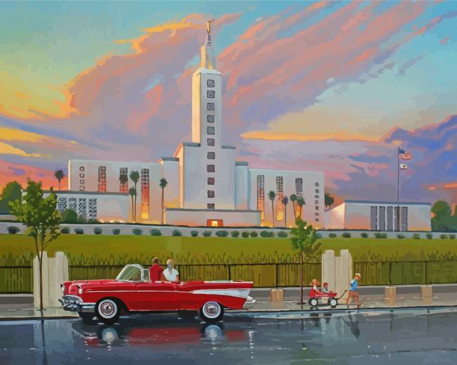 Los Angeles Temple paint by numbers
