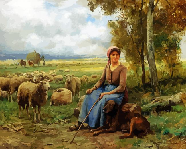 Sheep And Farmer Paint By Numbers