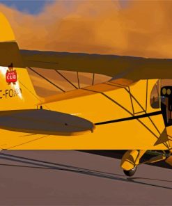 Yellow Piper Cub Aircraft paint by numbers