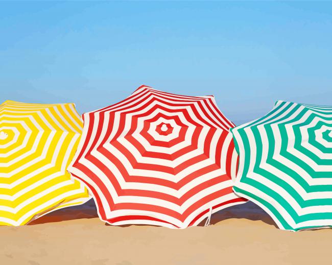 Beach With Umbrellas Paint By Numbers