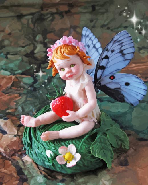 Baby Fairies With Strawberry Paint By Numbers