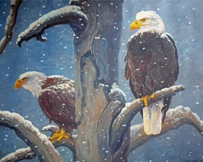 Eagles On Tree Paint By Numbers