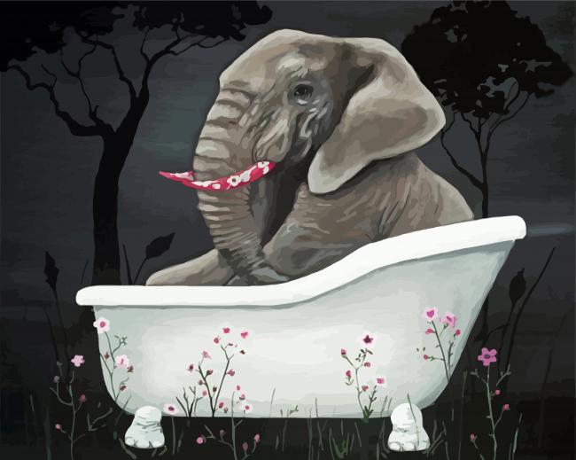 Elephant In Bathtub Paint By Numbers