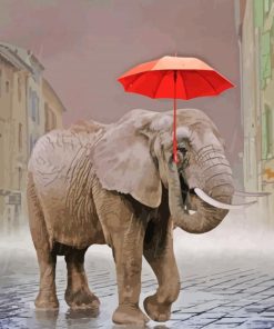 Elephant With Umbrella Paint By Numbers