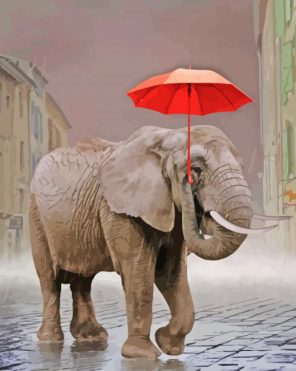 Elephant With Umbrella Paint By Numbers
