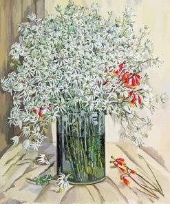 Flannel Flowers In Glass Vase Paint By Numbers