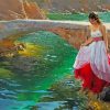 Girl Walking By River Paint By Numbers