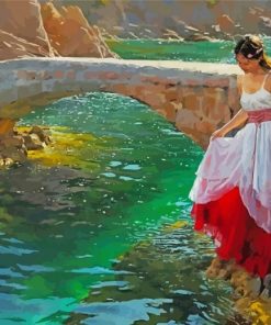 Girl Walking By River Paint By Numbers