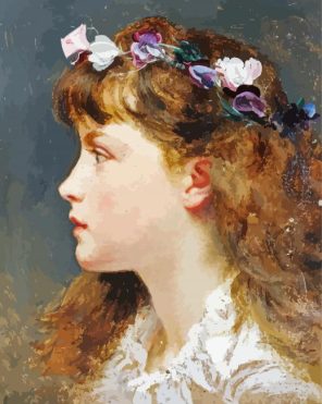Girl With Flowers In Hair Paint By Numbers