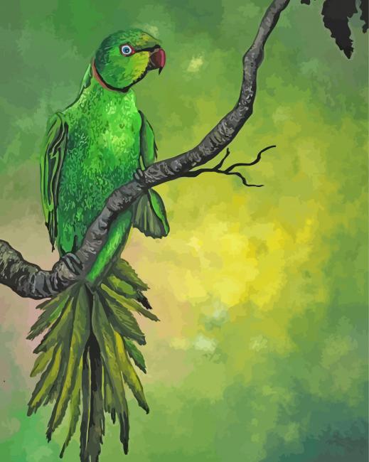 Green Ringneck Parrot Paint By Numbers