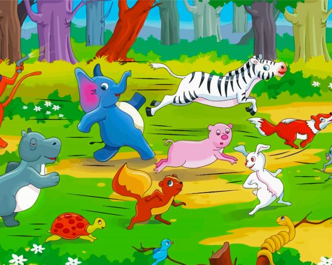 Jungle Animals Racing Paint By Numbers