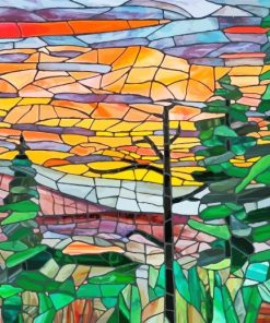 Mosaic Trees Art Paint By Numbers
