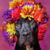 Puppy With Flower Crown Paint By Numbers