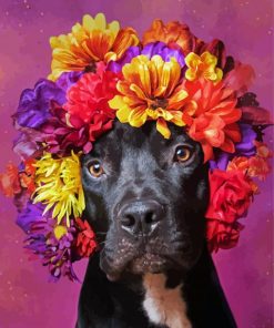 Puppy With Flower Crown Paint By Numbers