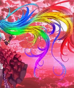 Rainbow Anime Girl Paint By Numbers