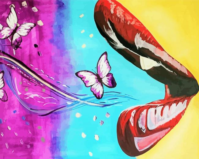 Lips And Butterflies Paint By Numbers