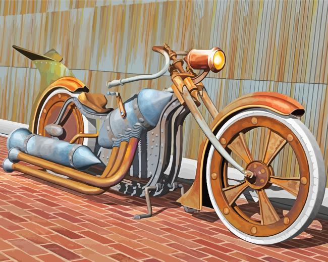 Vintage Chopper Bike Paint By Numbers
