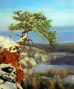 Tree On Cliff Art Paint By Numbers