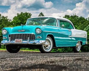 Blue Car 1955 Chevrolet Paint By Numbers