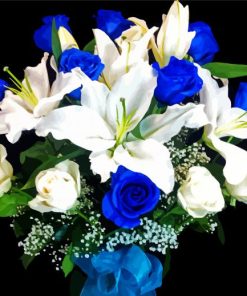 Cool White And Blue Flowers Paint By Numbers