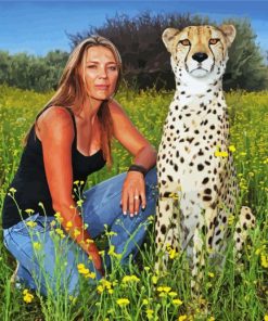 Cute Woman With Cheetah Paint By Numbers