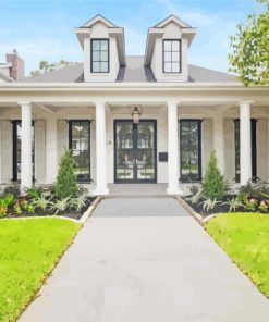 White Southern Style Home Paint By Numbers