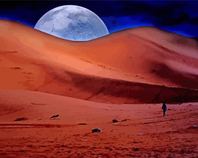 Aesthetic Moon Desert View Paint By Numbers