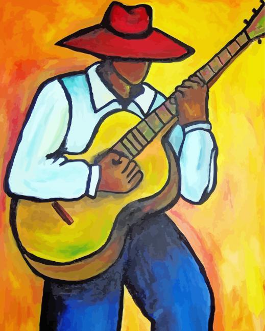 African Man Playing Guitar Art Paint By Numbers
