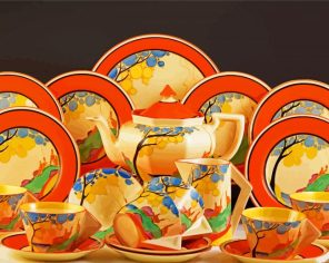 Clarice Cliff Tea Pots And Cups Paint By Numbers