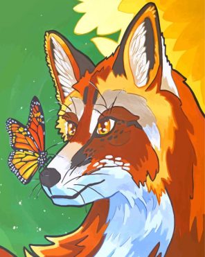 Fox And Butterfly Art Paint By Numbers