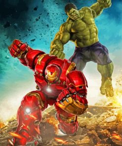 Hulkbuster And Hulk Fight Paint By Numbers