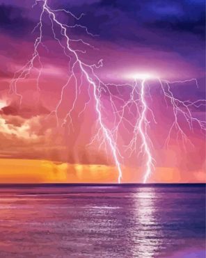 Lightning Over The Ocean Paint By Numbers