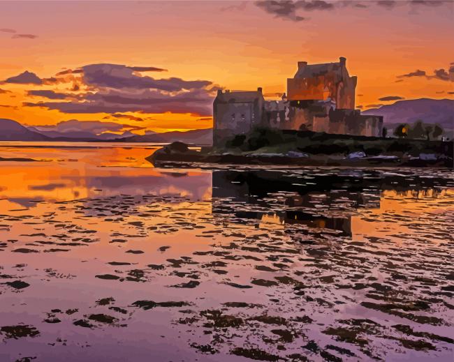 Sunset At Eilean Donan Castle Paint By Numbers
