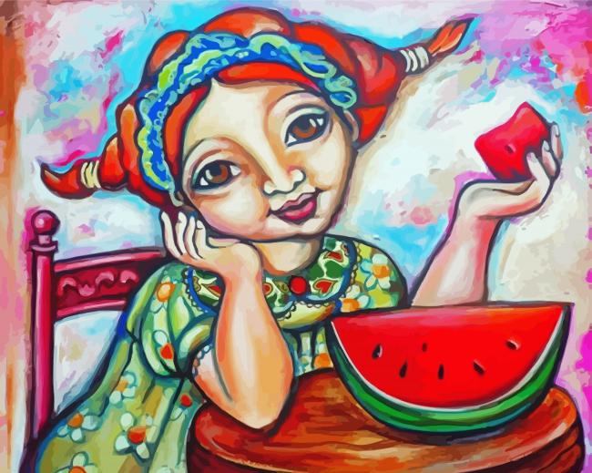 Watermelon Girl Art Paint By Numbers