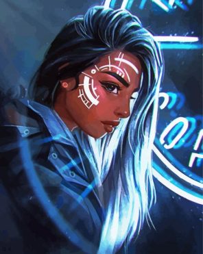 Aesthetic Neon Girl Illustration Paint By Numbers