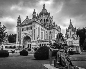 Black And White Lourdes Basilica Paint By Numbers