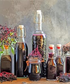 Bottles Of Eldererry Syrup Paint By Numbers