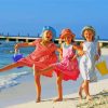 Cute Children On Beach Paint By Numbers