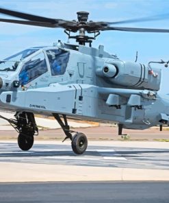 Grey Apache Helicopter Paint By Numbers