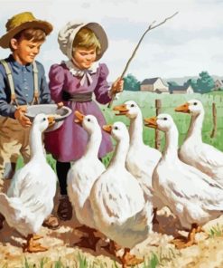 Siblings And Ducks Paint By Numbers