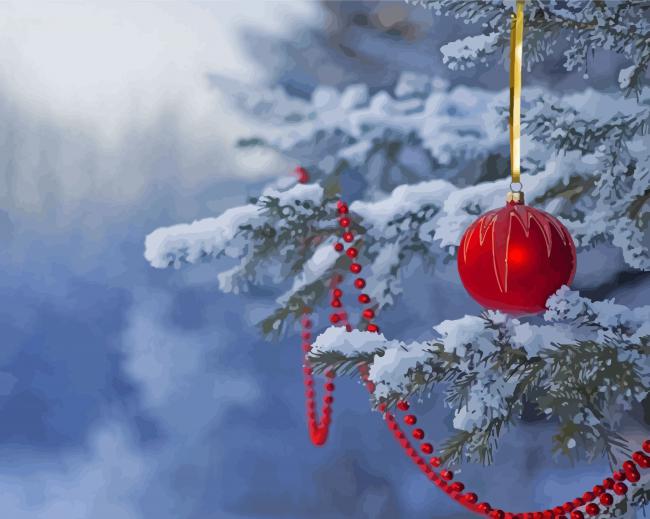 Snowy Christmas Ornaments Paint By Numbers